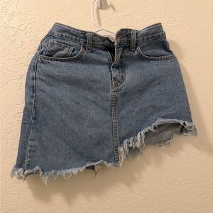 Frayed Hem Denim Skirt